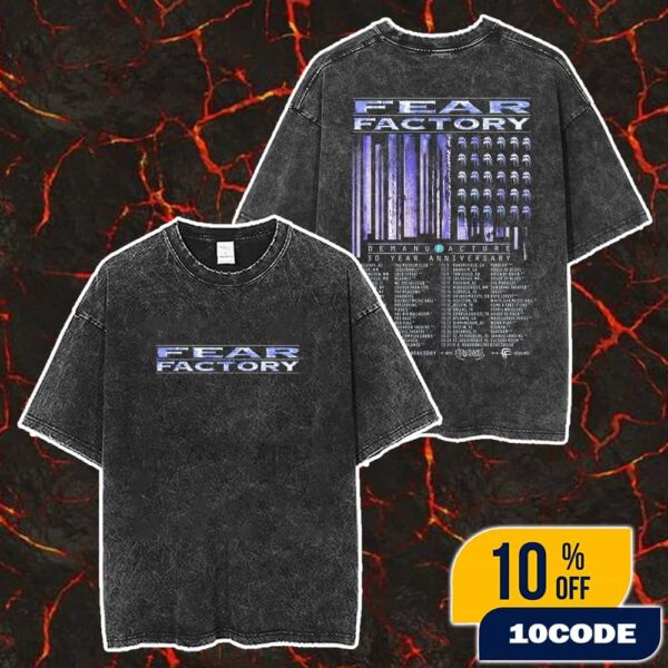 Fear Factory Demanufacture 30th Anniversary 2025 Poster Tour Dates Merch Unisex Two Sided Washed T-Shirt