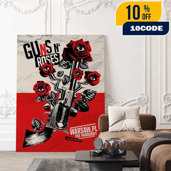 Guns N’ Roses At Warsaw PL PGE Narodowy Event Poster July 12 2025 Let’s Hear Tonight Poster Canvas Home Decor
