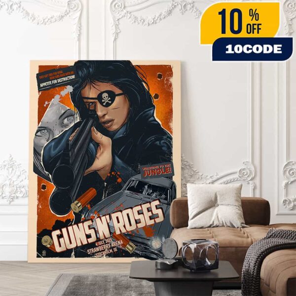 Guns N’ Roses Poster Concert Welcome To The Jungle 4 July 2025 At Strawberry Arena Stockholm SE Poster Canvas Home Decor