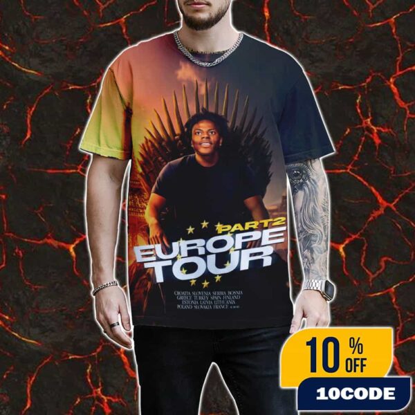 I Show Speed Presents Poster Europe Tour 2025 Part 2 Tour Stops Live On Youtube 7 July 2025 All Over Print Graphic T-Shirt, Hoodie