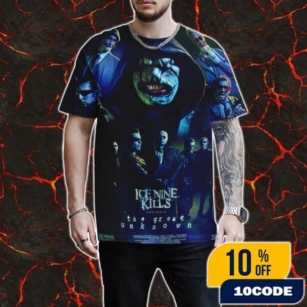 Ice Nine Kills 2025 New Arrivals Merch The Great Unknown Autographed Movie Poster Limited Release All Over Print Graphic T-Shirt, Hoodie