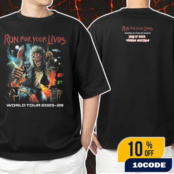 Iron Maiden Run For Your Lives 2025-26 Akirant’s Stunning Artwork Eddie With His Axe July 17 2025 At Vienna Austria Unisex T-Shirt Merchandise
