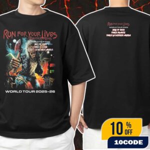 Iron Maiden Run For Your Lives 2025-26 Akirant’s Stunning Artwork Eddie With His Axe July 19 2025 At Paris France Paris La Defense Arena Unisex T-Shirt Merchandise