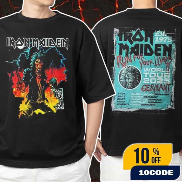 Iron Maiden Run For Your Lives Tour 2025 Germany Stops On July 11-15-25-26-29-30 2025 At Gelsenkirchen-Bremen-Frankfurt-Stuttgart-Berlin Eddie Axe Event Unisex T-Shirt