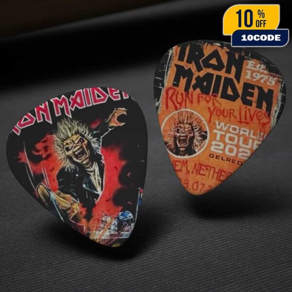 Iron Maiden Run For Your Lives World Tour Netherlands Event Tee Eddie The Head Artwork At GelreDome Stadium Arnhem 23 July 2025 Guitar Pick