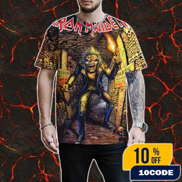 Iron Maiden Run For Your Lives World Tour Paris Event Poster Eddie The Head Artwork At France July 19-20 2025 All Over Print Graphic T-Shirt, Hoodie
