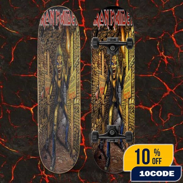 Iron Maiden Run For Your Lives World Tour Paris Event Poster Eddie The Head Artwork At France July 19-20 2025 Skateboard Event Deck