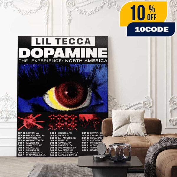 Lil Tecca The Dopamine Experience North America Tour 2025 Poster Tour Dates Poster Canvas Home Decor