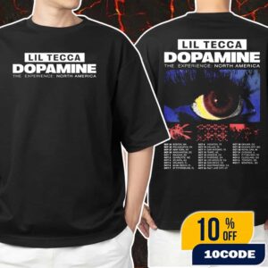 Lil Tecca The Dopamine Experience North America Tour 2025 With Tour Dates Backprint Unisex T-Shirt Merchandise