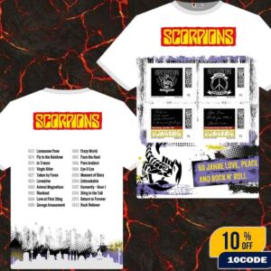 Limitierte Sonderedition Scorpions European Tour 2025 T-Shirt Universe 60 Year Of Rock Stamp Set Briefmarken-Set Merch Tee