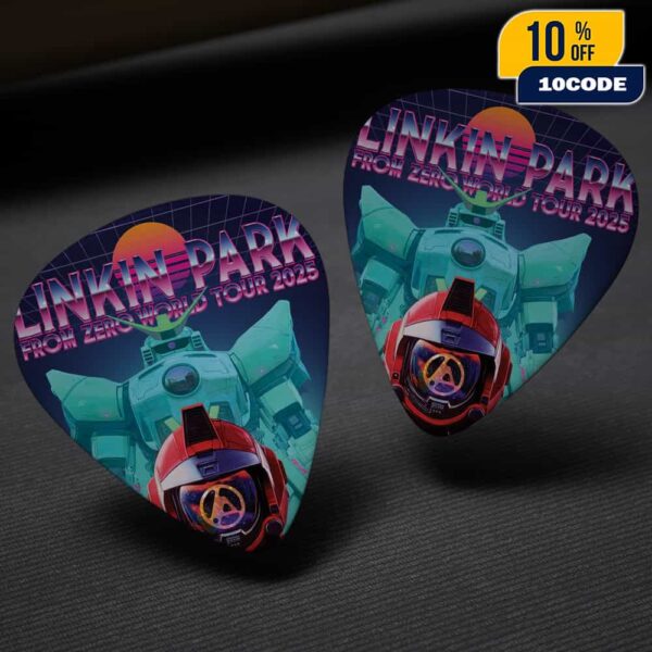 Linkin Park From Zero World Tour 2025 FZ 2025 Tour Detroit Little Caesars Arena Poster August 14th Artwork By Jahan Guitar Pick