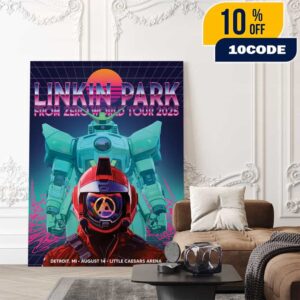 Linkin Park From Zero World Tour 2025 FZ 2025 Tour Detroit Little Caesars Arena Poster August 14th Artwork By Jahan Poster Canvas Home Decor