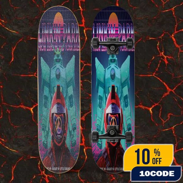 Linkin Park From Zero World Tour 2025 FZ 2025 Tour Detroit Little Caesars Arena Poster August 14th Artwork By Jahan Skateboard Event Deck