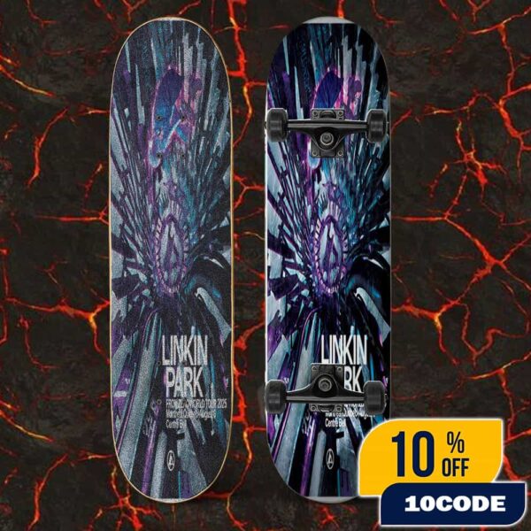 Linkin Park From Zero World Tour 2025 FZ 2025 Tour Montreal Poster August 6th Artwork By Huke Skateboard Event Deck