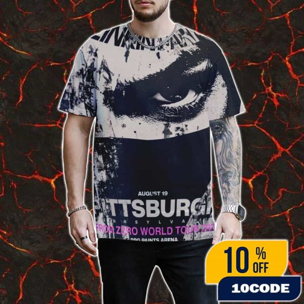 Linkin Park From Zero World Tour 2025 FZ Poster Tour Pittsburgh August 19th Artwork By PJ Richardson All Over Print Graphic T-Shirt, Hoodie