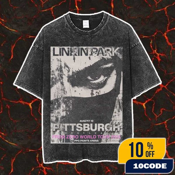 Linkin Park From Zero World Tour 2025 FZ Poster Tour Pittsburgh August 19th Artwork By PJ Richardson Vintage Washed Unisex T-Shirt