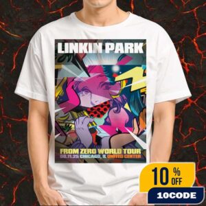 Linkin Park From Zero World Tour FZ 2025 Tour Chicago Poster August 11th Artwork By POSE At United Center Merchandise Unisex T-Shirt
