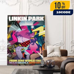 Linkin Park From Zero World Tour FZ 2025 Tour Chicago Poster August 11th Artwork By POSE At United Center Poster Canvas Home Decor