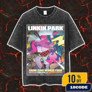 Linkin Park From Zero World Tour FZ 2025 Tour Chicago Poster August 11th Artwork By POSE At United Center Vintage Washed Unisex T-Shirt