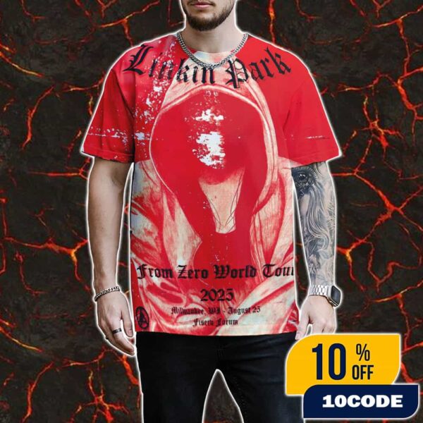 Linkin Park From Zero World Tour FZ 2025 Tour Milwaukee Poster August 25th Artwork By Albert Reyes All Over Print Graphic T-Shirt, Hoodie