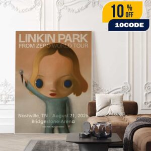 Linkin Park From Zero World Tour FZ 2025 Tour Nashville Poster August 21st Artwork By Ryo Laksamana At Bridgestone Poster Canvas Home Decor