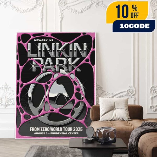 Linkin Park From Zero World Tour FZ 2025 Tour Newark Poster August 3rd Artwork By Michael Chavez At Prudential Center Poster Canvas Home Decor