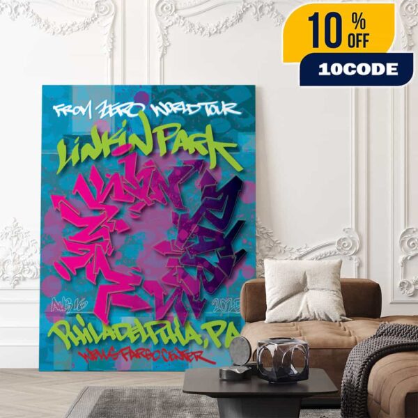 Linkin Park From Zero World Tour FZ 2025 Tour Philadelphia Poster August 16th Artwork By STASH Poster Canvas Home Decor