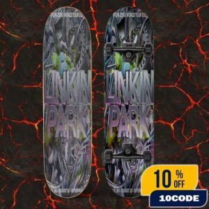 Linkin Park From Zero World Tour FZ 2025 Tour St Louis Poster August 23st Artwork By PJ Richardson At Enterprise Center Skateboard Event Deck