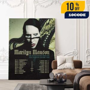 Marilyn Manson One Assassination Under God 2025 European Autumn Tour Dates Poster Artwork By Bill Yukich Poster Canvas Home Decor
