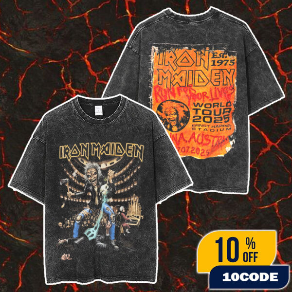 Iron Maiden Run For Your Lives World Tour 2025 At Ernst Happel Stadium Vienna Austria On July 17 2025 Event Tee Unisex Double Sides T-Shirt