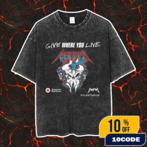 Metallica AWMH Bleeding Me Give Where You Live With American Red Cross Cruz Roja Americana Vintage Washed Unisex T-Shirt