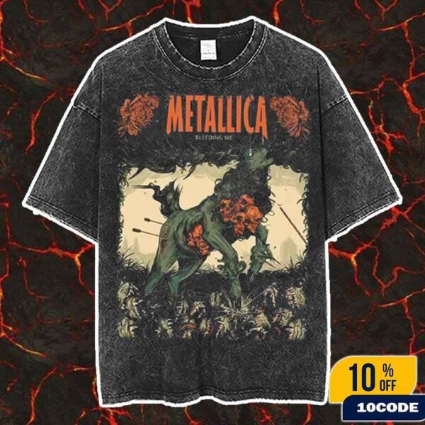 Metallica Bleeding Me 2025 Load Remastered Celebrate The Wolfskulljack Art Wash Merch Tee Shirt