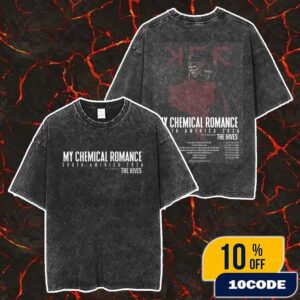 My Chemical Romance South America 2026 With The Hives Concert Poster Tour Dates Artwork By Edgar Jimenez Merch Unisex Two Sided Washed T-Shirt