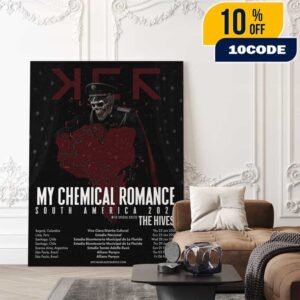 My Chemical Romance South America 2026 With The Hives Concert Poster Tour Dates Artwork By Edgar Jimenez Poster Canvas Home Decor