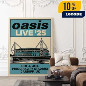 Oasis Event Poster Print Live ’25 4 July 2025 At Principality Stadium Cardiff UK Artwork By On Demand Artwork Poster Canvas Home Decor