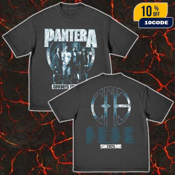 Offical Pantera Cowboys From Hell Band Photo And The CFH Logo 2025 Tour Dates Backprint Unisex T-Shirt
