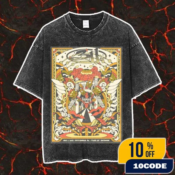 Official 311 Band Poster Art By Tiffany Chin July 1 2025 At Pittsburgh PA Stage AE With Badflower Vintage Washed Unisex T-Shirt