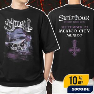 Official Ghost Band Merch Skeletour 2025 September 23 At Mexico City II Unisex T-Shirt Merchandise