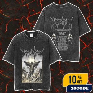 Official Immolation Band Extinguishing Light Tour 2025 At Brazil Tour Dates Backprint Merch Unisex Two Sided Washed T-Shirt
