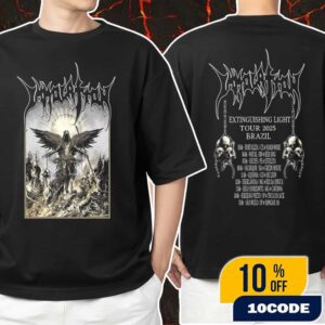 Official Immolation Band Extinguishing Light Tour 2025 At Brazil Tour Dates Backprint Unisex T-Shirt Merchandise