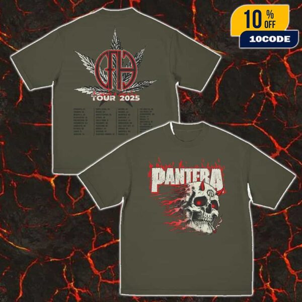 Official Pantera Smoking Skull 2025 Tour With Tour Dates Printed On Back Unisex T-Shirt