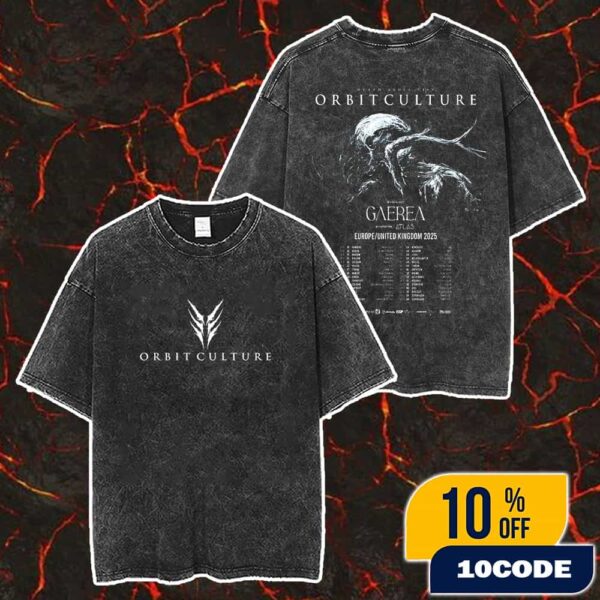 Orbit Culture Death Above Life With Gaerea x Atlas Support EU-UK Tour 2025 Poster Headline Tour Dates Merch Unisex Two Sided Washed T-Shirt