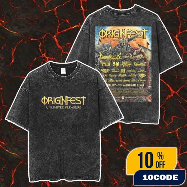 Origin Fest Unlimited Pressure 2025 Poster Line Up Backprint Merch Unisex Two Sided Washed T-Shirt