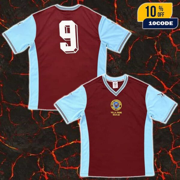 Ozzy Osbourne x Aston Villa Back Home Football Jersey Shirt Villa Park July 5 2025 Event With Number 9 Official