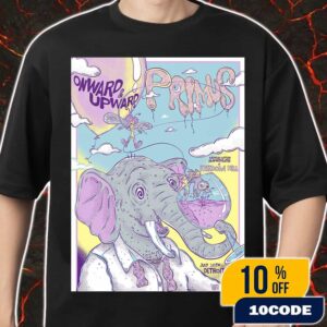 Primus Onward And Upward Tour July 16th 2025 At Michigan Lottery Amphitheatre At Freedom Hill Detroit MI Poster Artwork By Andrew and Rachael Johnson Merch Unisex T-Shirt