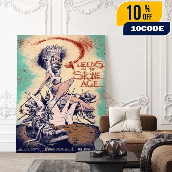 Queens Of The Stone Age 16 July 2025 Poster Event At Romano d’Ezzelino Italy AMA Music Festival Artwork By waysha Poster Canvas Home Decor