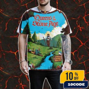Queens Of The Stone Age On 13 July 2025 At Wiener Stadthalle Halle D Vienna Austria Poster Event Artwork By Arik Moonhawk Roper All Over Print Graphic T-Shirt, Hoodie