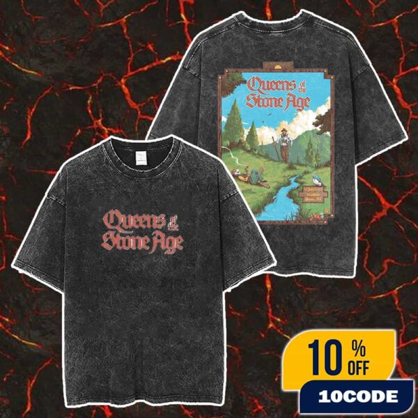 Queens Of The Stone Age On 13 July 2025 At Wiener Stadthalle Halle D Vienna Austria Poster Event Artwork By Arik Moonhawk Roper Merch Unisex Two Sided Washed T-Shirt