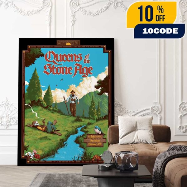 Queens Of The Stone Age On 13 July 2025 At Wiener Stadthalle Halle D Vienna Austria Poster Event Artwork By Arik Moonhawk Roper Poster Canvas Home Decor