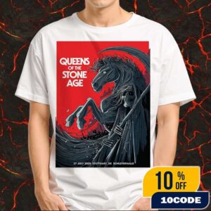 Queens Of The Stone Age The End Is Nero Tour 2025 July 27 2025 At Hanns-Martin-Schleyer-Halle Stuttgart Poster Event Artwork By Alex Tillbrook Unisex T-Shirt